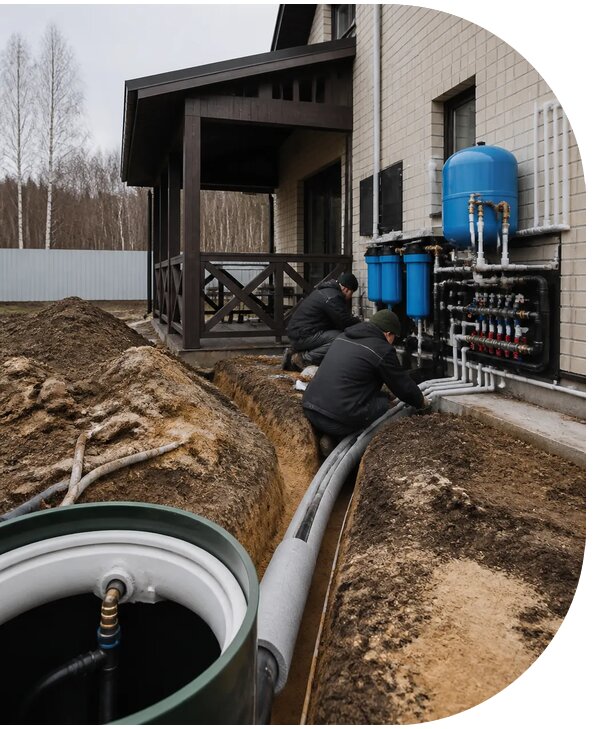 Монтаж и проектирование водоснабжения дачи под ключ в Ефремах